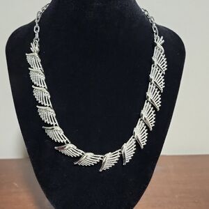 Stamped Coro Vintage Elegant Silver Tone Choker With Beautiful Textured Design.